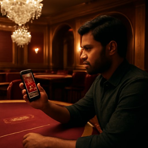 5666 bet টেবিলে বসে ফোনে লাইভ ক্যাসিনো দেখছেন ব্যবহারকারী